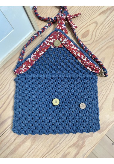 Sac pochette en macramé et tissu Sac pochette en macramé et tissu